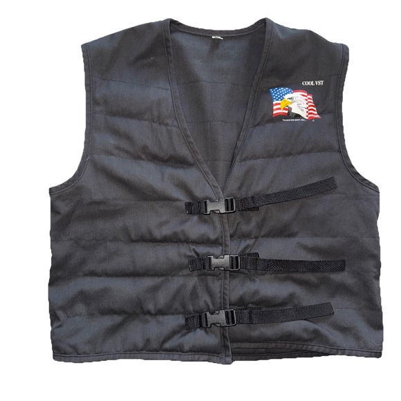 Party Animal Other - Party Animal Cool Cooling Vest Adult Men's Size Medium Black Biker Eagle Flag